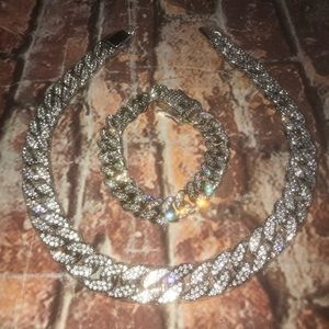 New Mens Cuban Link Chain & Bracelet set